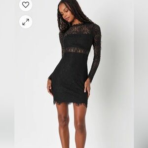 NWT Lulu’s Appetite for Seduction Black Lace Long Sleeve Dress